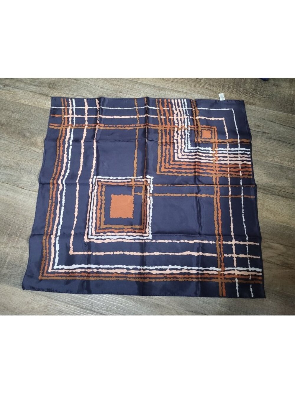 VTG Scarf Acetate Eastman 27" 1970s Geometric Abstract Japan Water Repellent